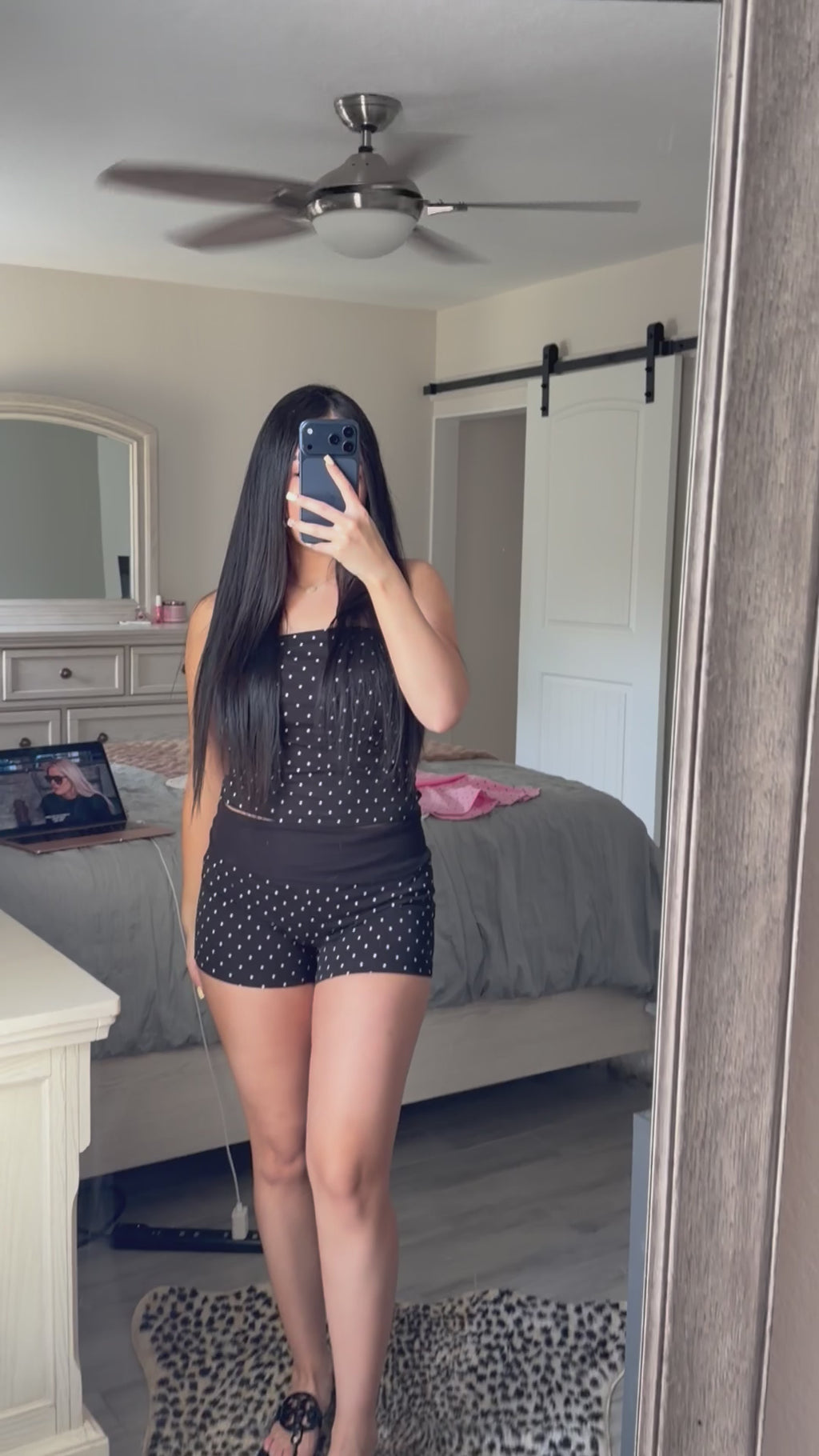 Black polka dot set